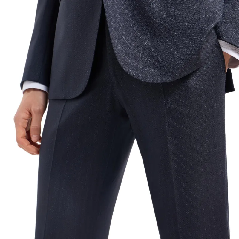 EMPORIO ARMANI Single breasted Slim fit Suit In Superfine Wool With A Striped Chevron Motif-4