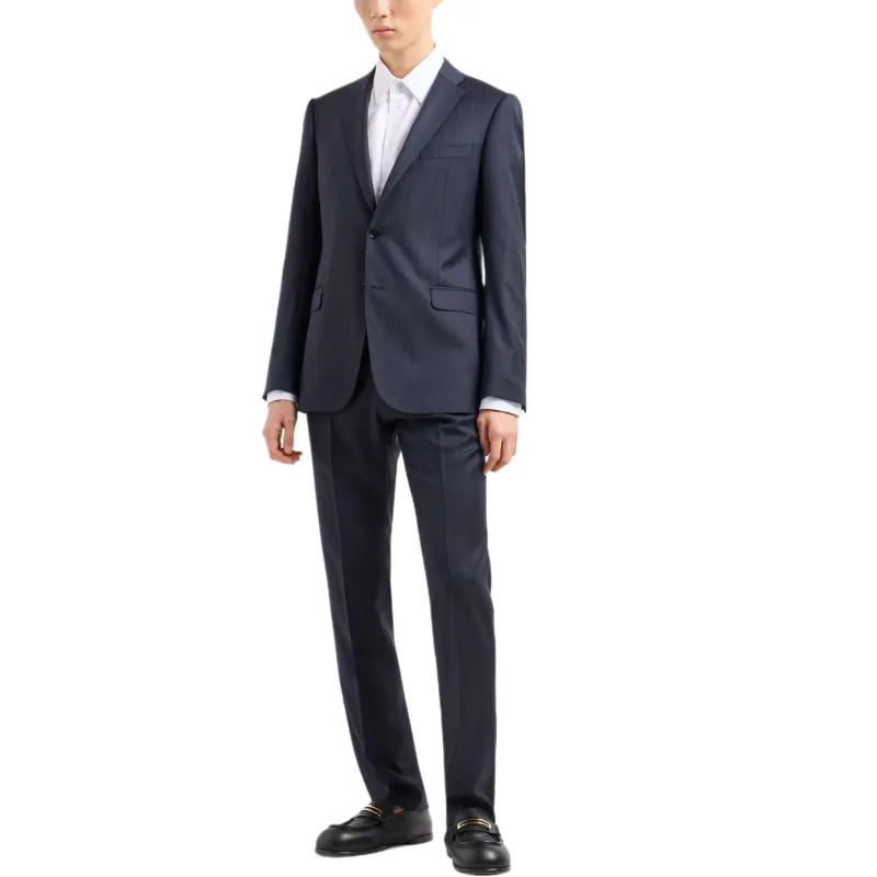 EMPORIO ARMANI Single breasted Slim fit Suit In Superfine Wool With A Striped Chevron Motif-1