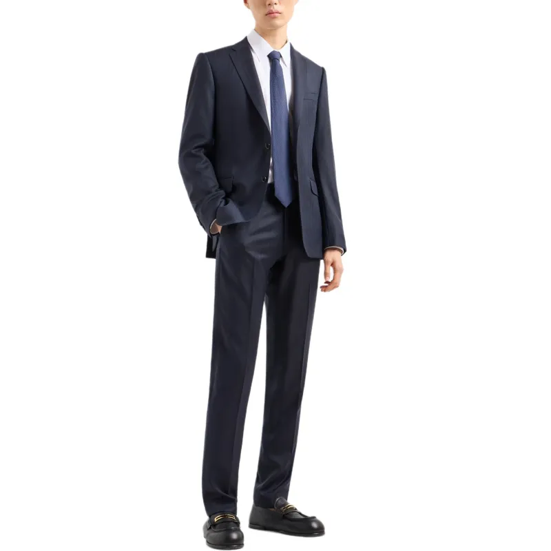 EMPORIO ARMANI Single breasted Slim fit Suit In Superfine Wool With A Striped Chevron Motif-3