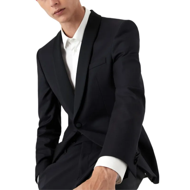 EMPORIO ARMANI Light Worsted Virgin Wool Single breasted Jacket With Satin Shawl Lapels-3