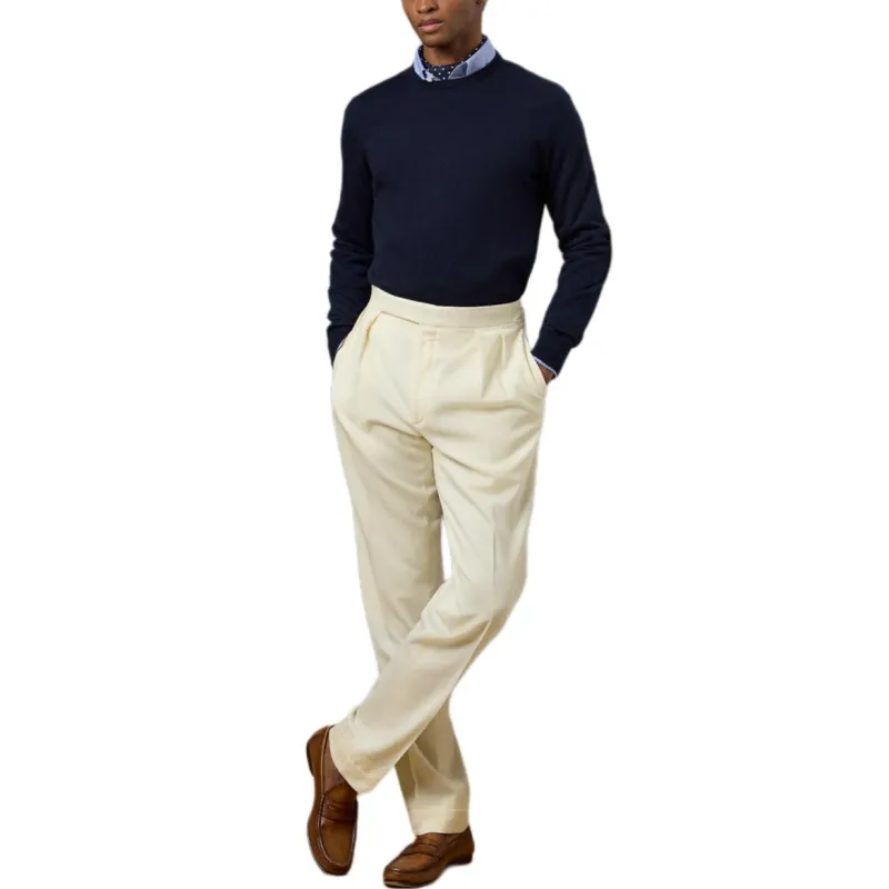 Ralph Lauren Purple Label FW24 Suit Trouser Men's Beige Yellow-3
