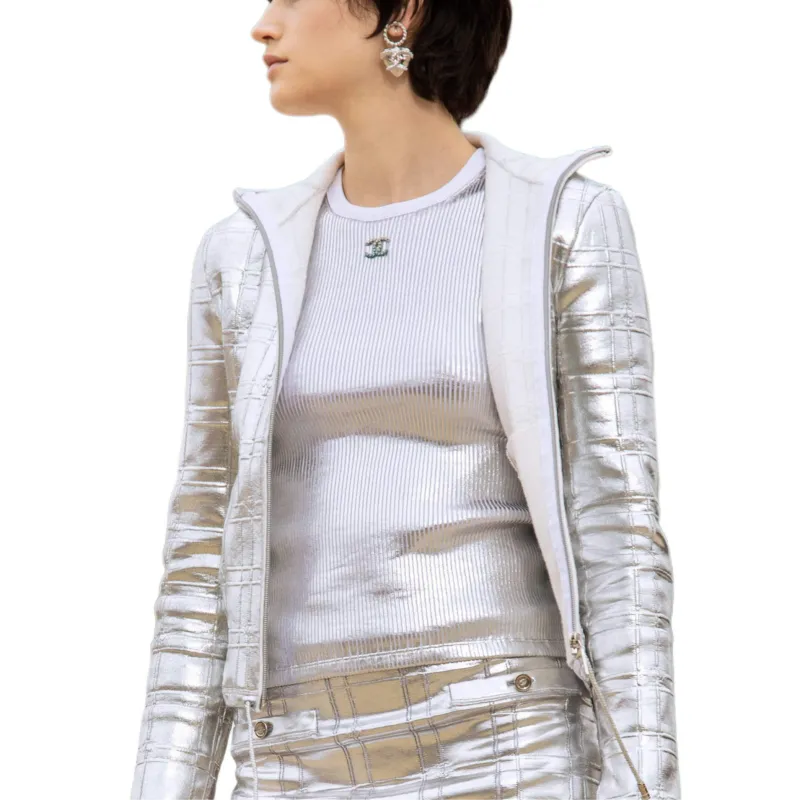 CHANEL Regular T Shirt Women's Silver-2