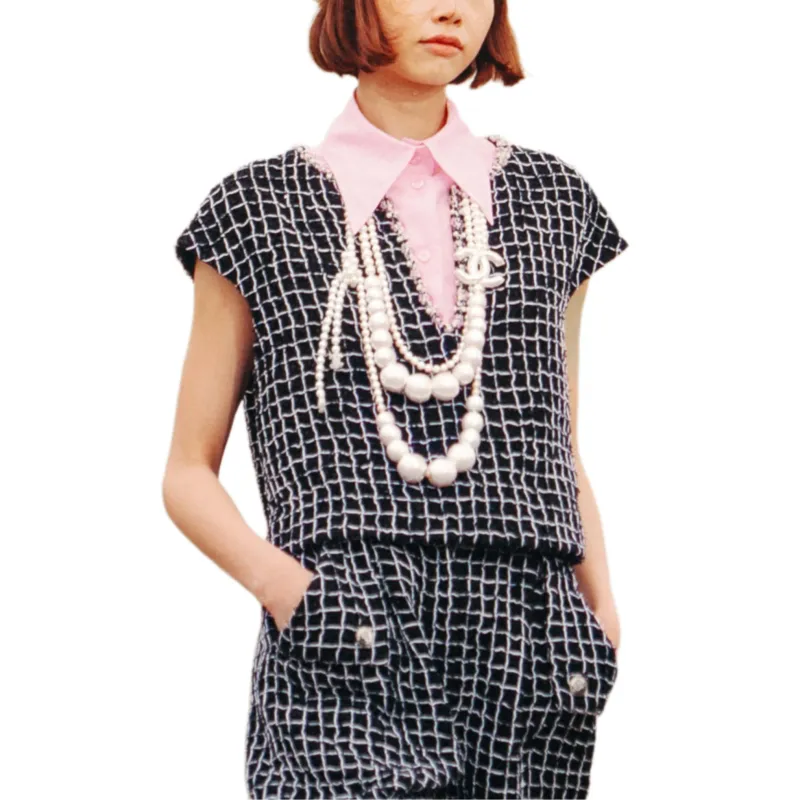 CHANEL SS25 T-Shirt Women's Black White-1