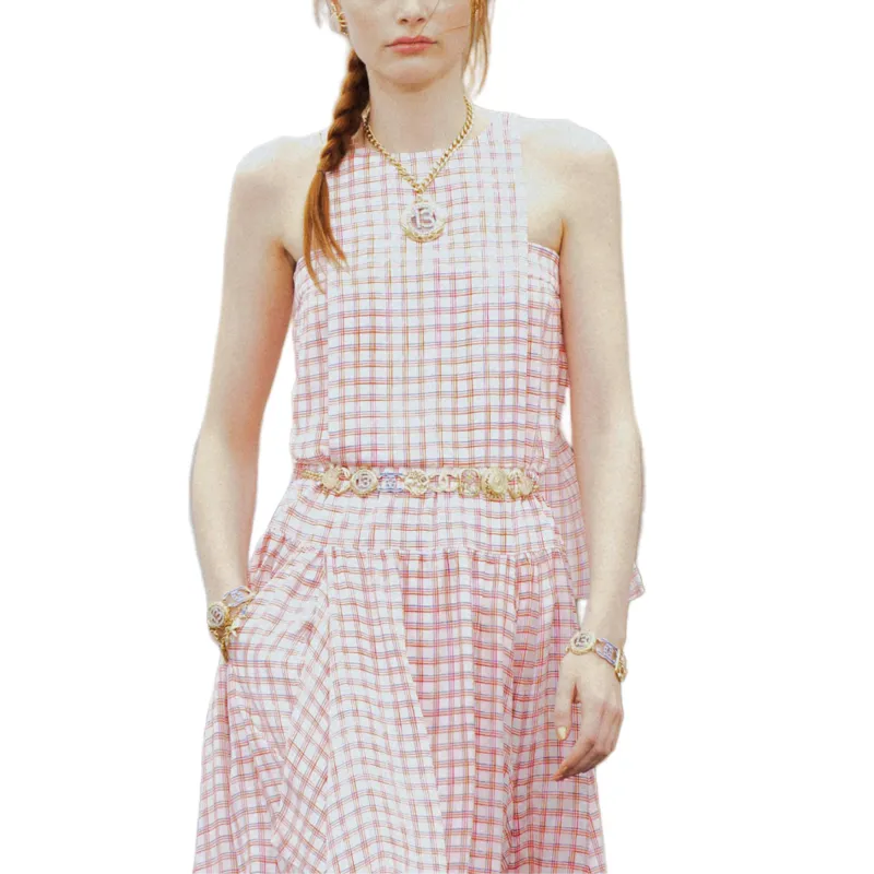 CHANEL Sleeveless Dress Women's Pink-2