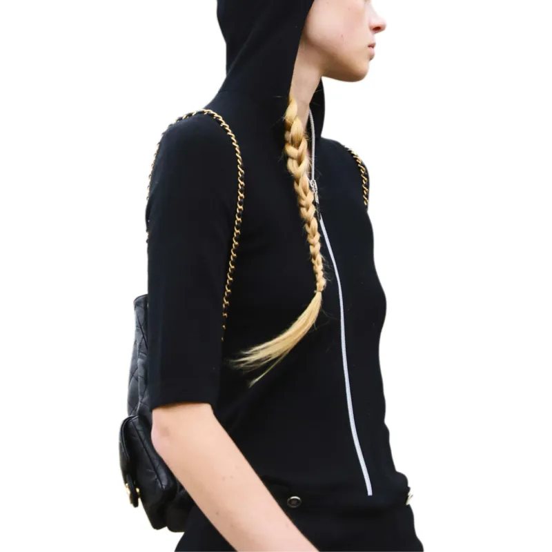 CHANEL Short-Sleeved Dresses Women's Black-2