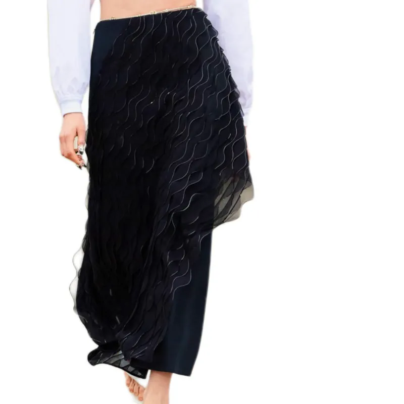 CHANEL Casual Long Skirts Women's Black-1