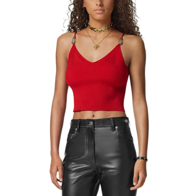 VERSACE Safety Pin Crop Top-1