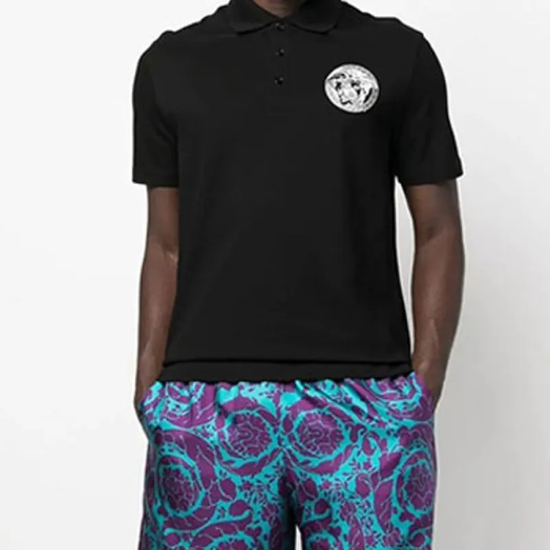 VERSACE Medusa Embroidered Short Sleeved Polo Shirt-4