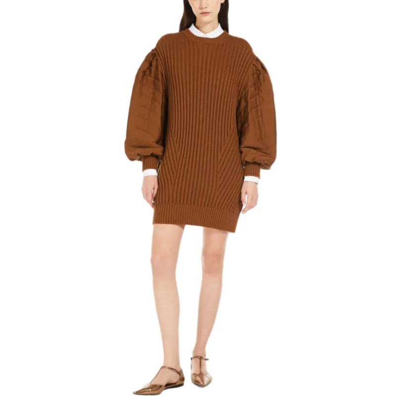 MaxMara Ottuso Long-Sleeved Dresses Women's Dark Brown-1