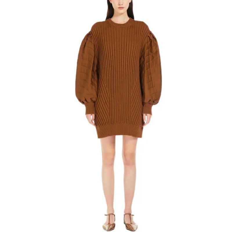 MaxMara Ottuso Long-Sleeved Dresses Women's Dark Brown-2