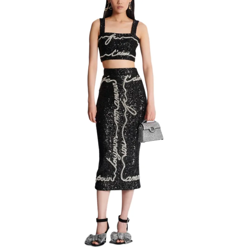 BALMAIN Sequin embellished Midi Skirt-1