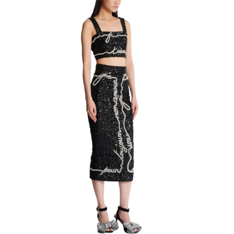 BALMAIN Sequin embellished Midi Skirt-3