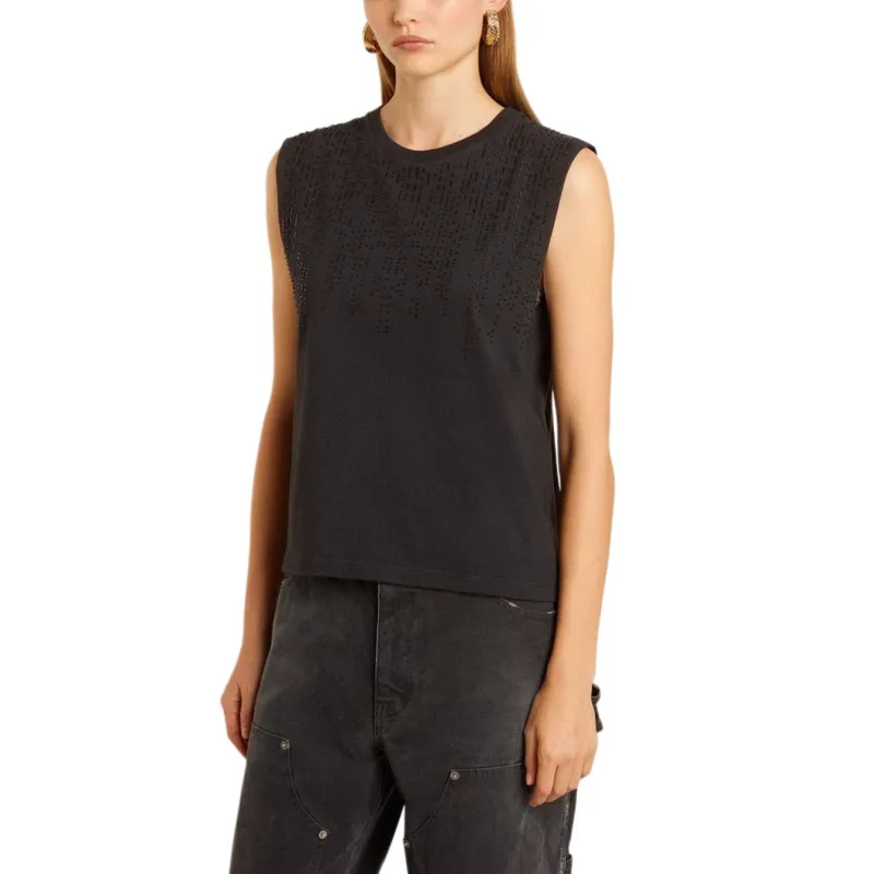 Golden Goose Bead Embellished Knitted Sleeveless Top-2