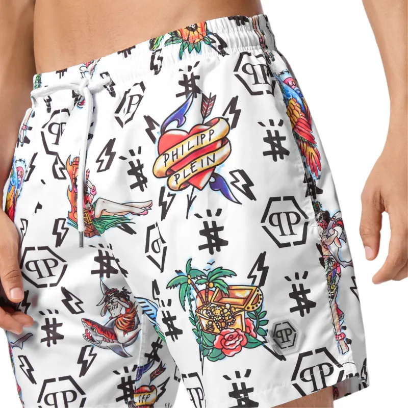 PHILIPP PLEIN Graphic print Swim Shorts-3