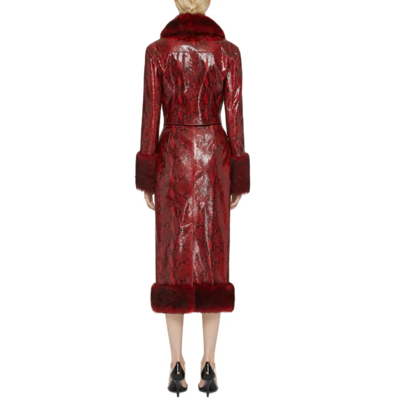 GIVENCHY FW24 Leather Long Skirt Women's Burgundy-2