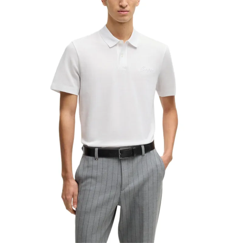 HUGO BOSS Logo print Mercerized Polo Shirt-2