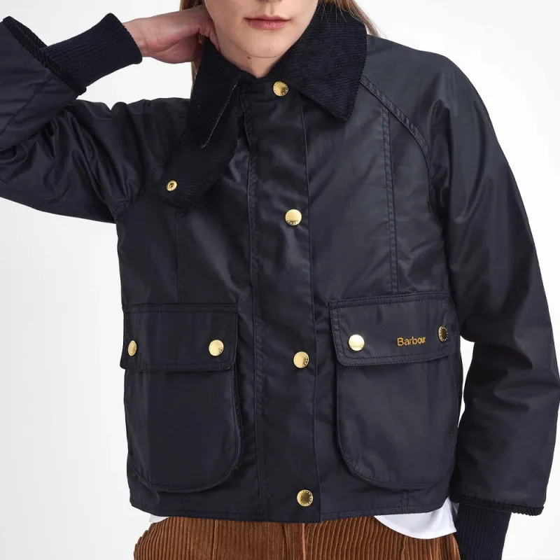 BARBOUR Logo Embroidered Cropped Jacket-4