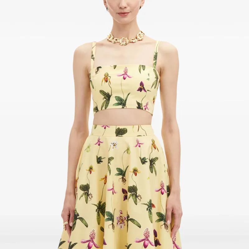 Oscar De La Renta Orchid Cropped Cotton poplin Tank Top-2