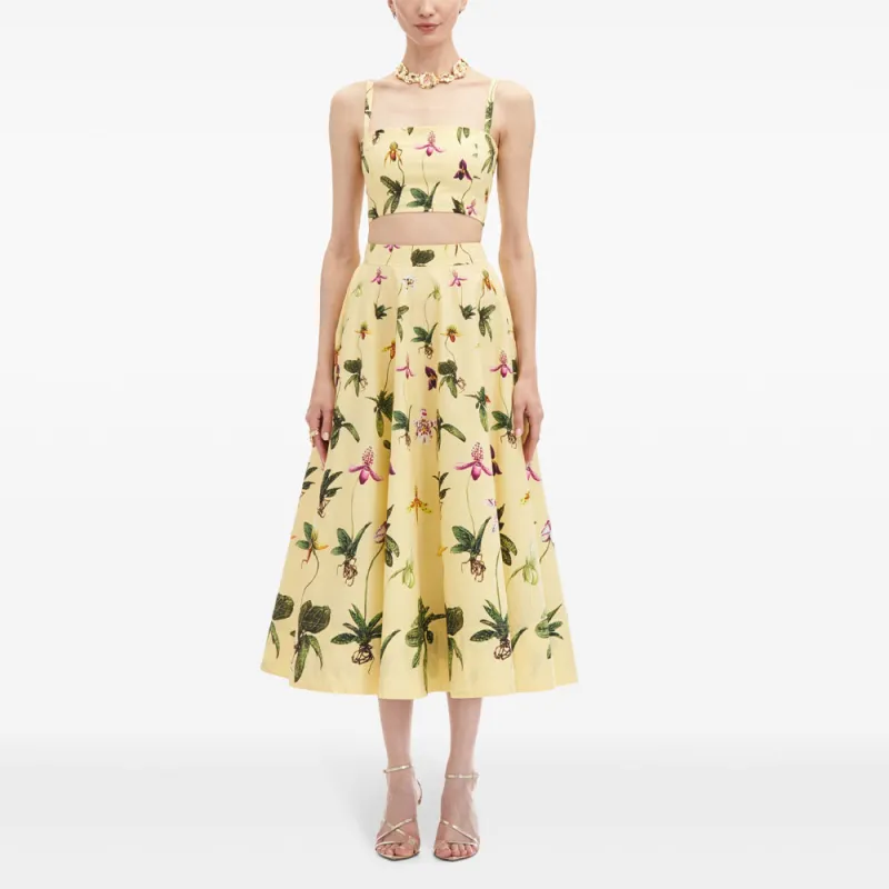 Oscar De La Renta Orchid Cropped Cotton poplin Tank Top-1