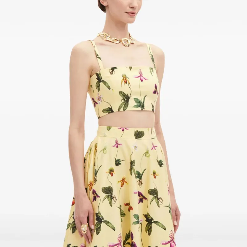Oscar De La Renta Orchid Cropped Cotton poplin Tank Top-4