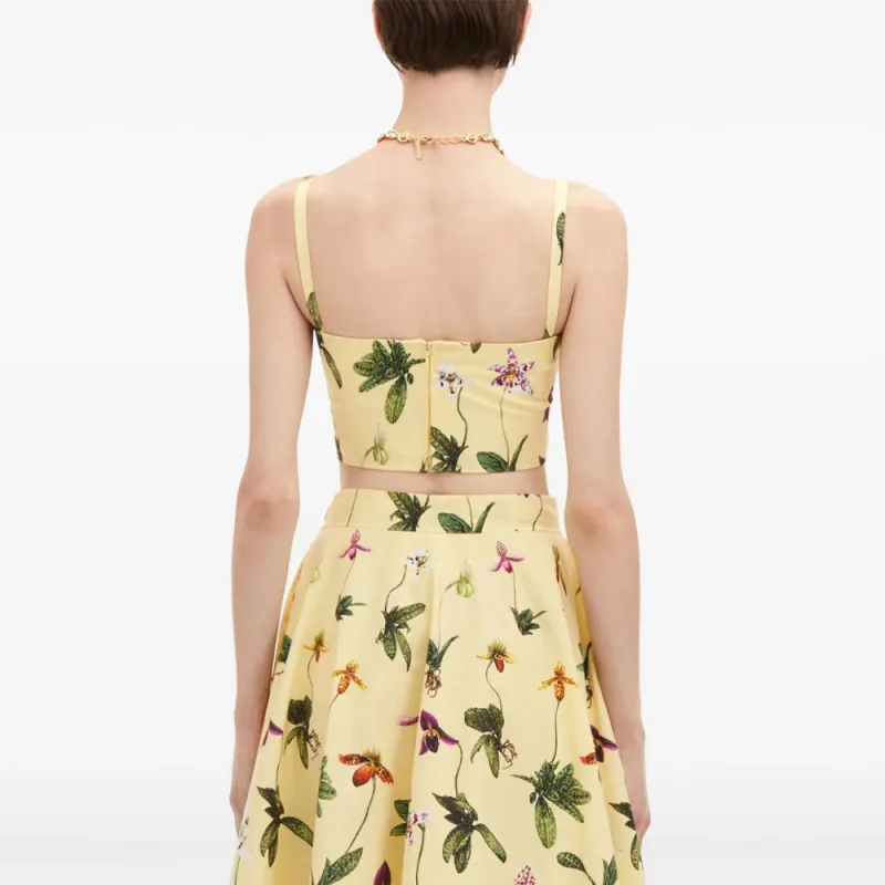 Oscar De La Renta Orchid Cropped Cotton poplin Tank Top-3