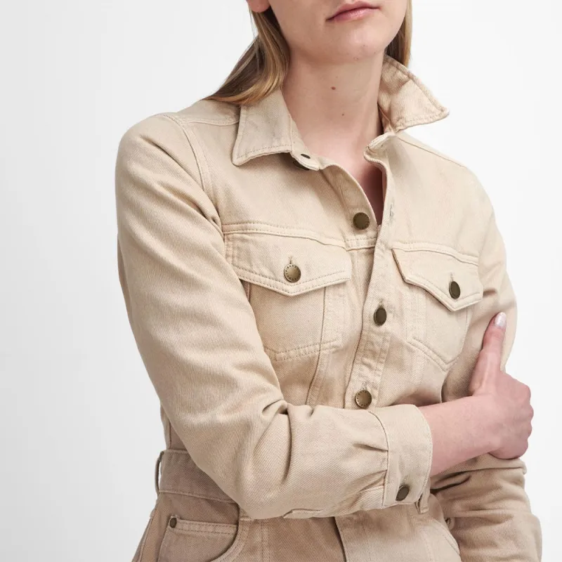 BARBOUR Long-Sleeved Dresses Women's White Black Pepper-5