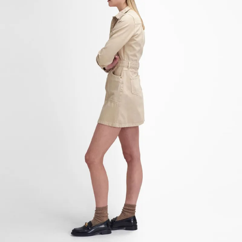 BARBOUR Long-Sleeved Dresses Women's White Black Pepper-3