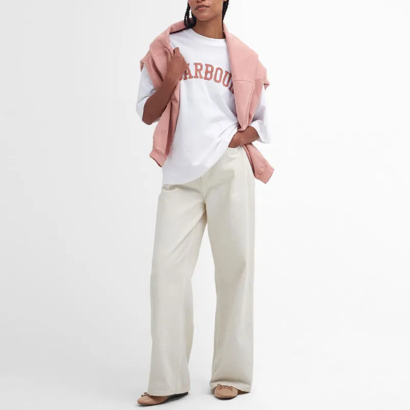 BARBOUR Drop Shoulder Sleeve T-Shirt Women's Classic White-1