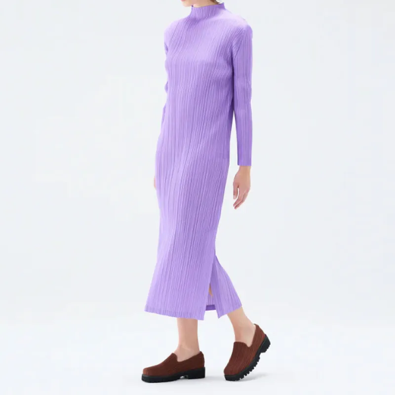 PLEATS PLEASE ISSEY MIYAKE Long Sleeved Dress Women's Light Purple-4
