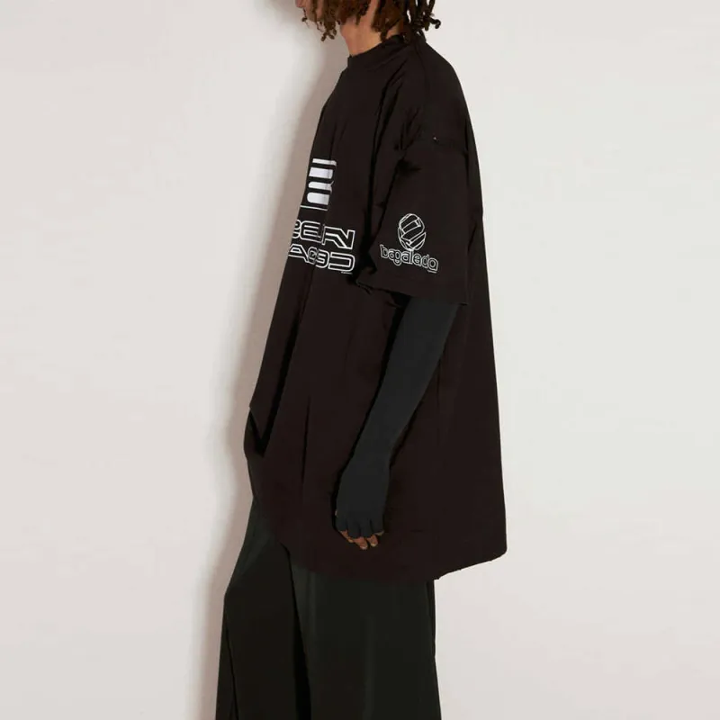 Balenciaga Uv Sleeves T Shirt 'Washed Black/White'-4