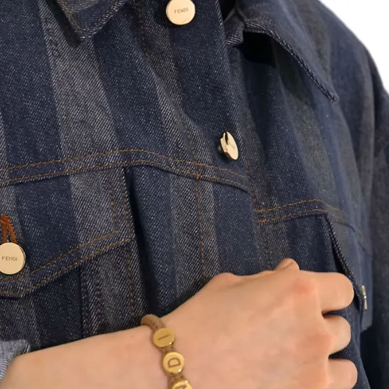 FENDI Striped Button Up Jacket-4