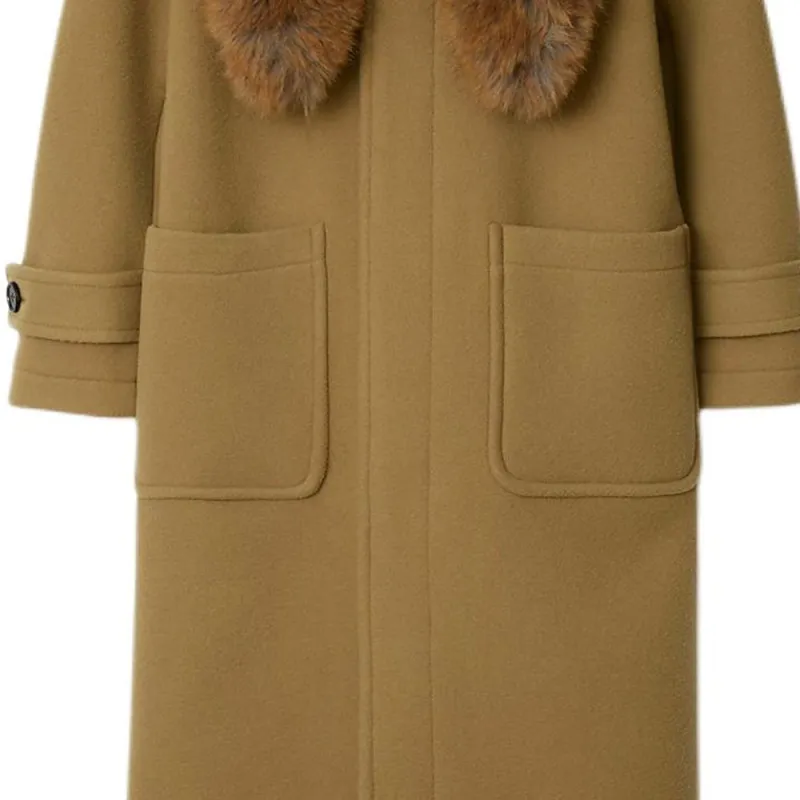 Burberry Faux-Fur Trim Long Sleeved Duffle Coat-5