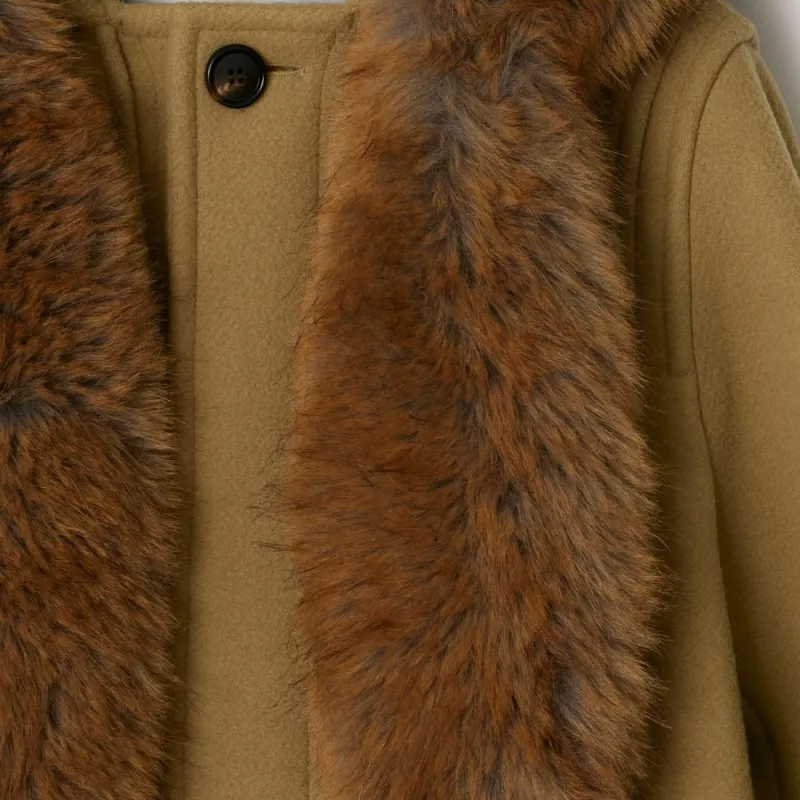 Burberry Faux-Fur Trim Long Sleeved Duffle Coat-4