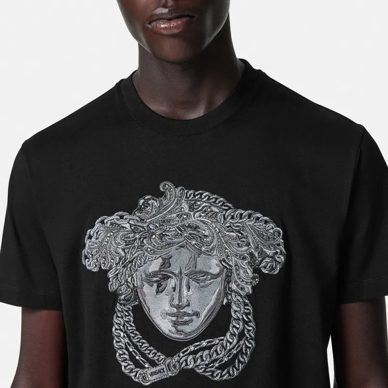 VERSACE Medusa embroidered Crystal T shirt-4