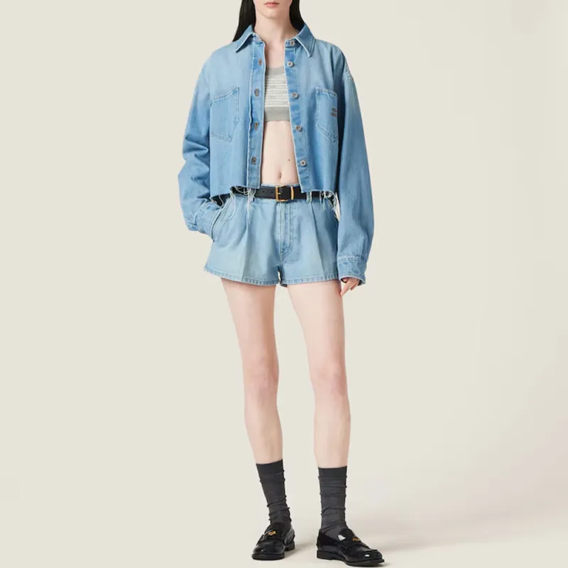 MIU MIU Logo embroidered Denim Jacket-2