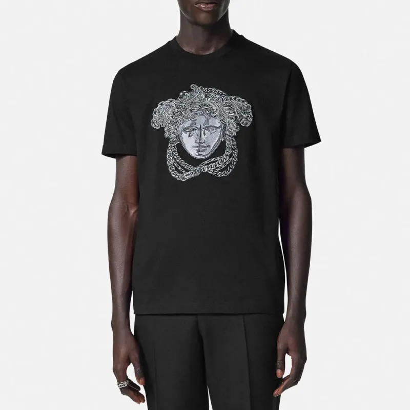 VERSACE Medusa embroidered Crystal T shirt-2