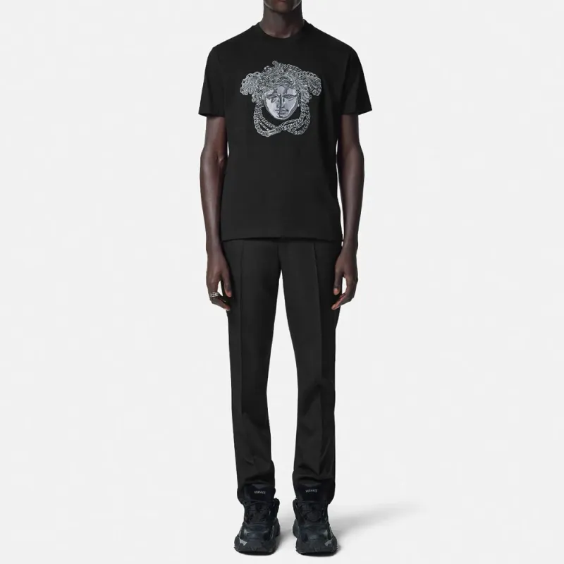 VERSACE Medusa embroidered Crystal T shirt-1
