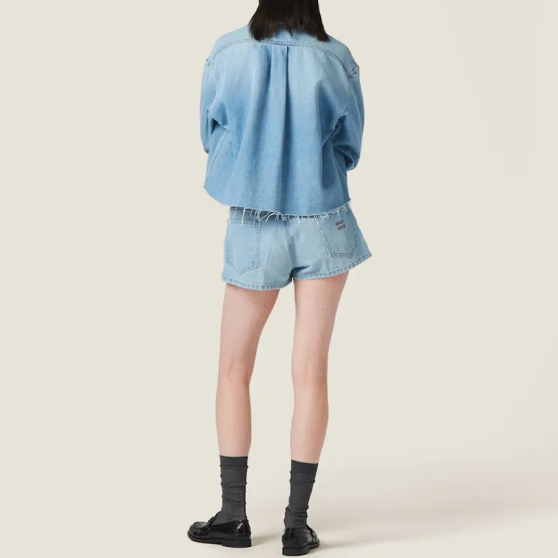 MIU MIU Logo embroidered Denim Jacket-3