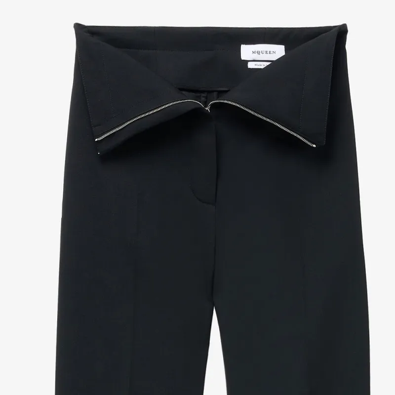 Alexander McQueen Fold Over Waist Flared Tailored Trousers-5