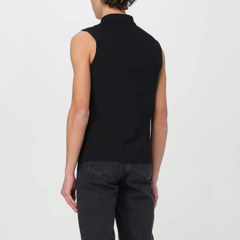 SAINT LAURENT Cassandre Sleeveless Polo Shirt-3