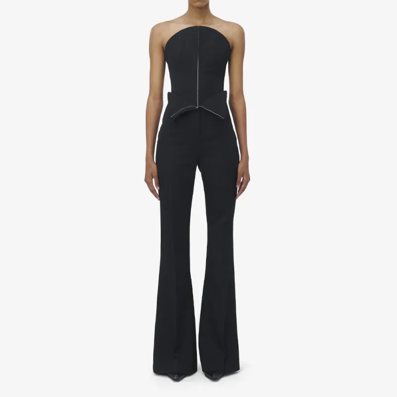 Alexander McQueen Fold Over Waist Flared Tailored Trousers-1