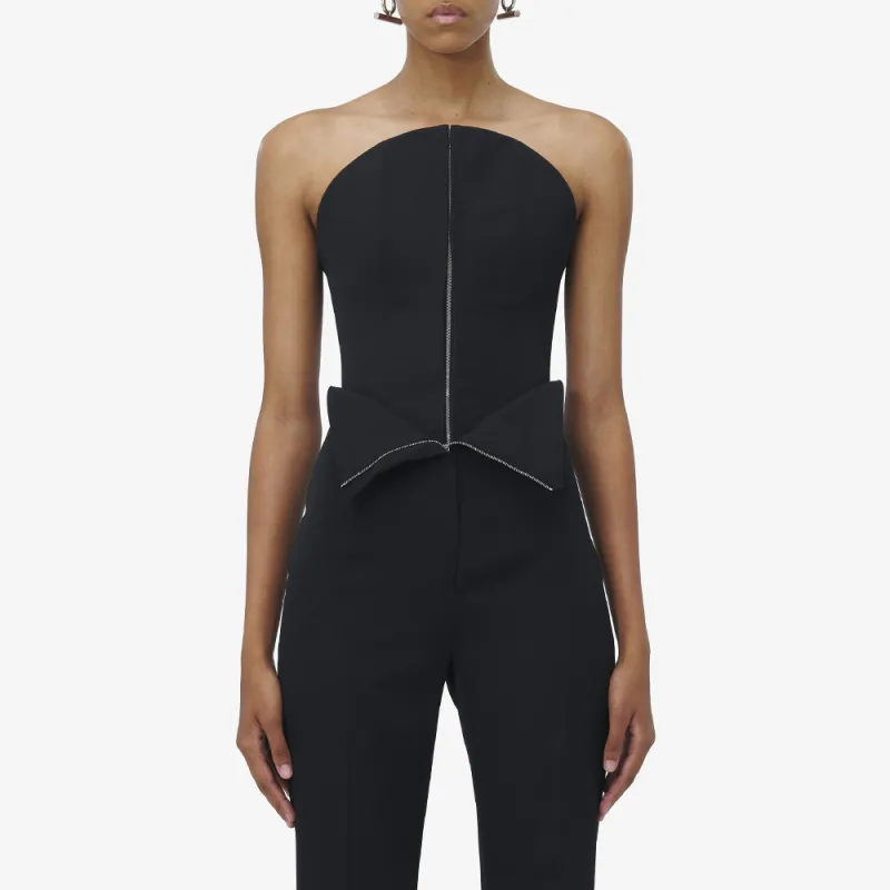 Alexander McQueen Fold Over Waist Flared Tailored Trousers-2