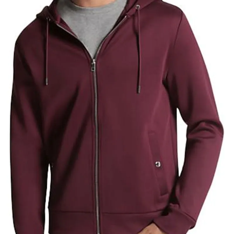 MICHAEL KORS Double-Knit Sateen Zip-Up Hoodie Jackets Coats Men's Burgundy-2