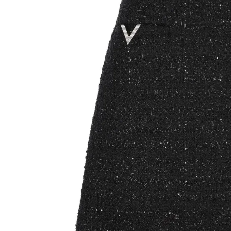 Valentino Garavani Tweed Logo Plaque Mini Skirt-2