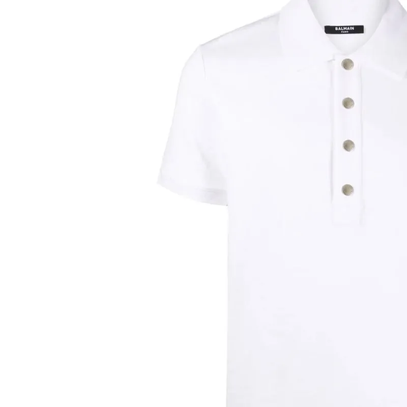 BALMAIN Monogram-pattern Piqué Polo Shirt-4