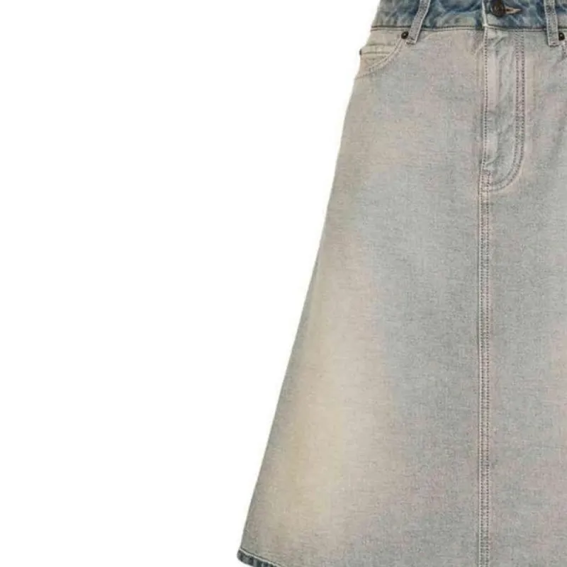 Balenciaga Vintage Effect Denim Midi Skirt-5