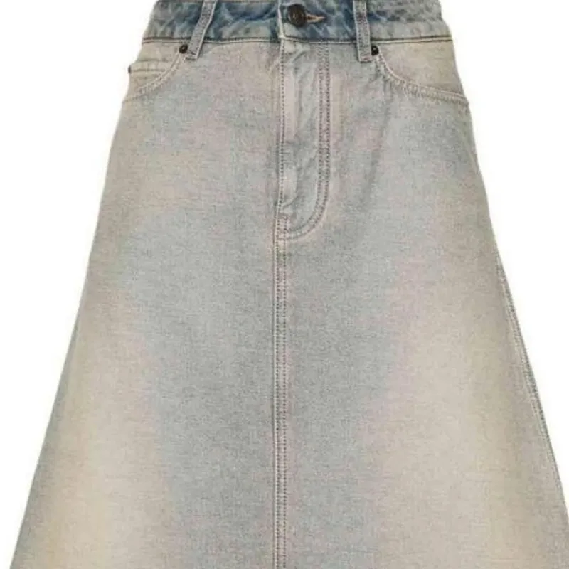 Balenciaga Vintage Effect Denim Midi Skirt-4