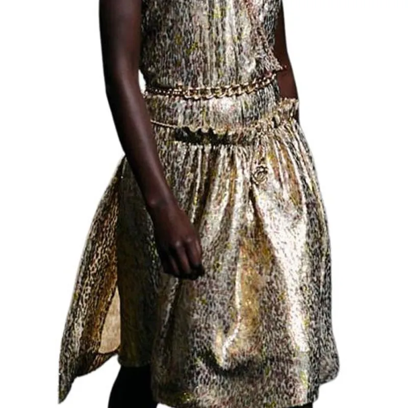 CHANEL SS23 Sleeveless Dress Women's Gold-4