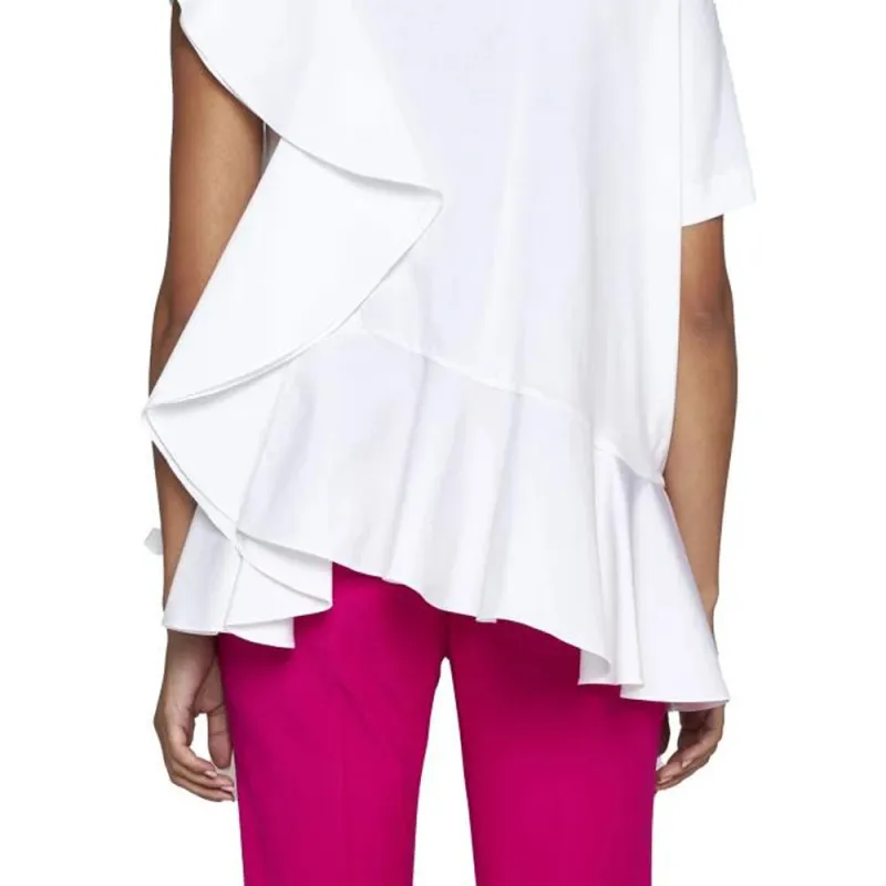 Alexander McQueen Asymmetric Ruffled Crewneck Top-5