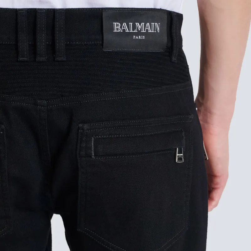 BALMAIN Zip Detailed Slim Fit Jeans-6